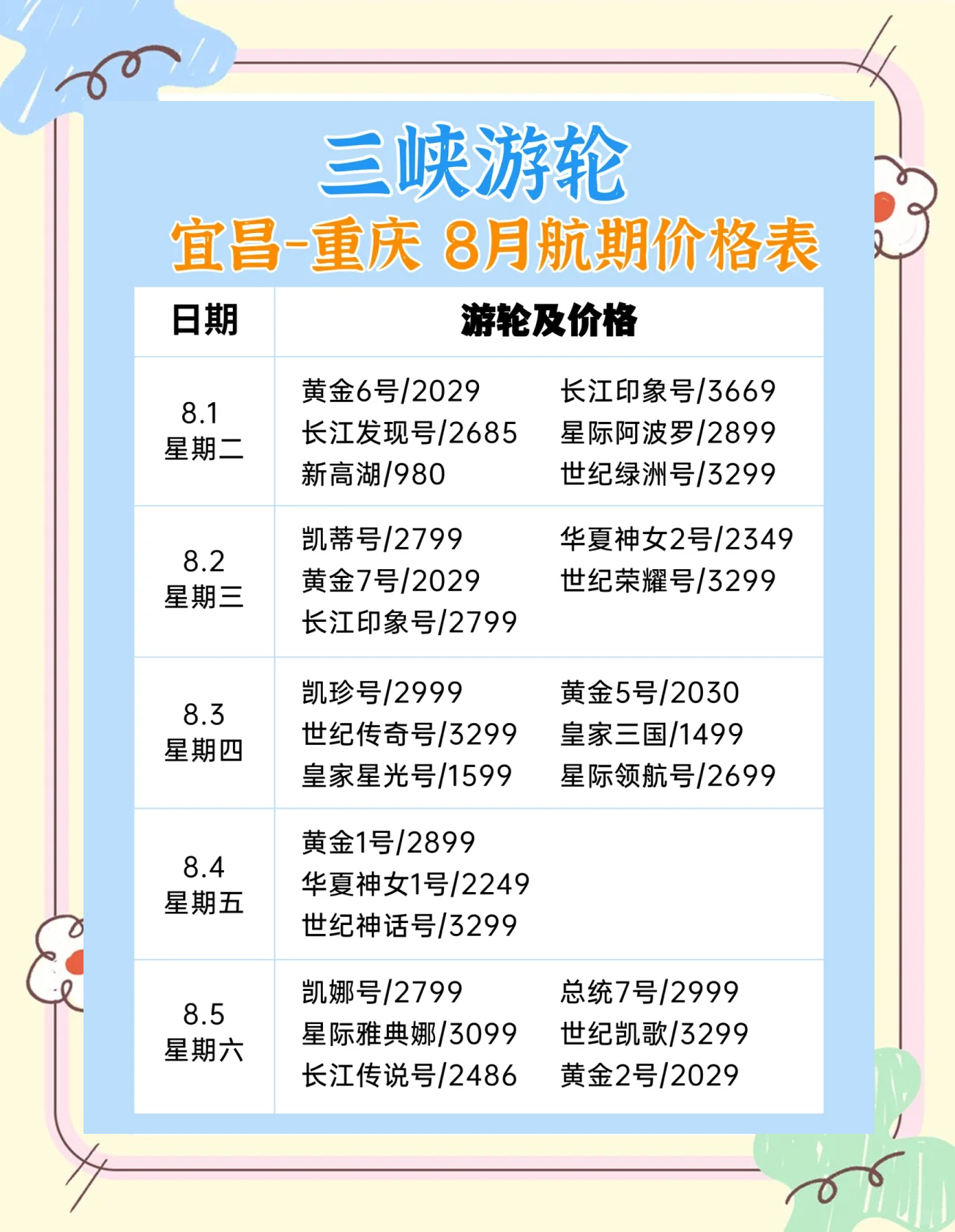 三峡游轮船票价格.三峡游轮多少钱一张票?-第3张图片